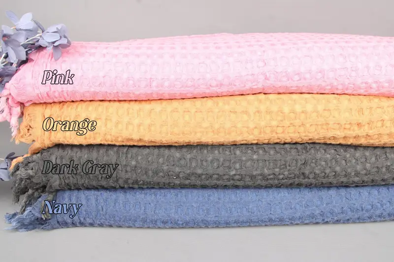 Waffle Throw Turkish Cotton Floral Blanket, 79x103 Inches