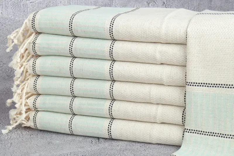 Personalized Kitchen Towel, Custom Hand Towel, 40x20 Linen Striped Towel, Monogram Towels, Home Decor Towel, Summer Gift, Monogram Kitchen Towel - 1
