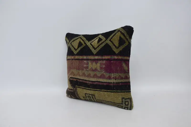 16x16 Yellow Pillow, Cushion, Throw Kilim Pillow, Vintage Kilim Pillow Pillow Case, Ethnical Kilim Rug Pillow, Turkish Kilim Pillow - 4