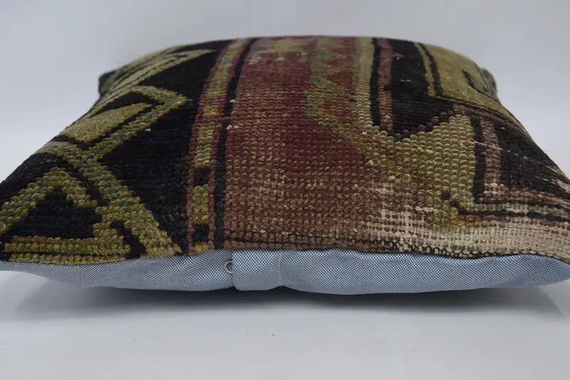 16x16 Yellow Pillow, Cushion, Throw Kilim Pillow, Vintage Kilim Pillow Pillow Case, Ethnical Kilim Rug Pillow, Turkish Kilim Pillow - 5
