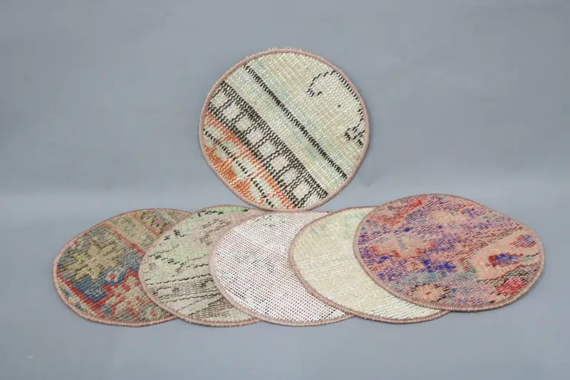 Art Deco Bohemian Circle Tischset, blaue und rosa Watte