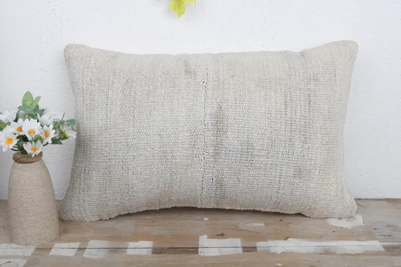 Boho Pillow, Cushion Cover, Ethnical Kilim Rug Pillow, 12x20 White Pillow Case, Garden Cushion Case, Luxury Cushion Cover, Turkish Pillow - 2
