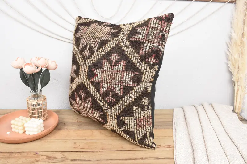 24x24 Beige Pillow, Kilim Pillow Cover, Toss Cushion Case, Cushion, Home Decor Pillow, Designer Throw Pillow Case, Interior Designer Pillow - 4