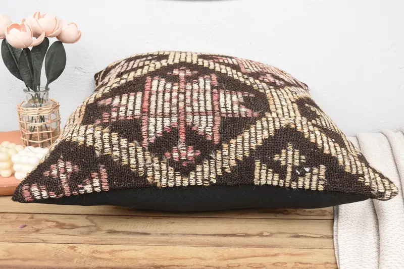 24x24 Beige Pillow, Kilim Pillow Cover, Toss Cushion Case, Cushion, Home Decor Pillow, Designer Throw Pillow Case, Interior Designer Pillow - 5