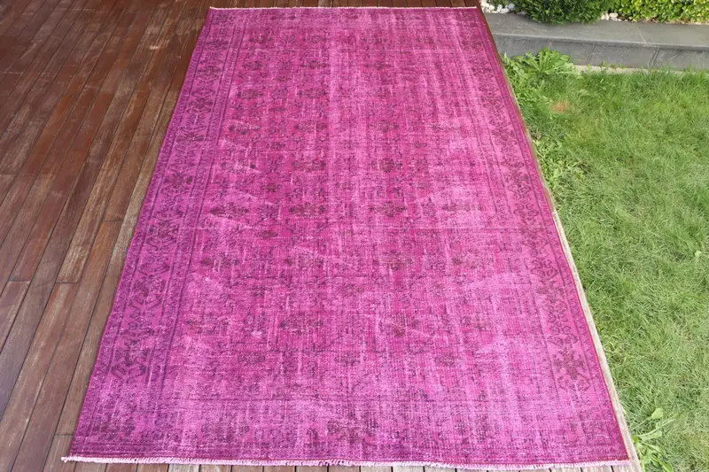 El Yapımı Mor Ombré Halı, 0,5x9,1 ft Şık Dekor