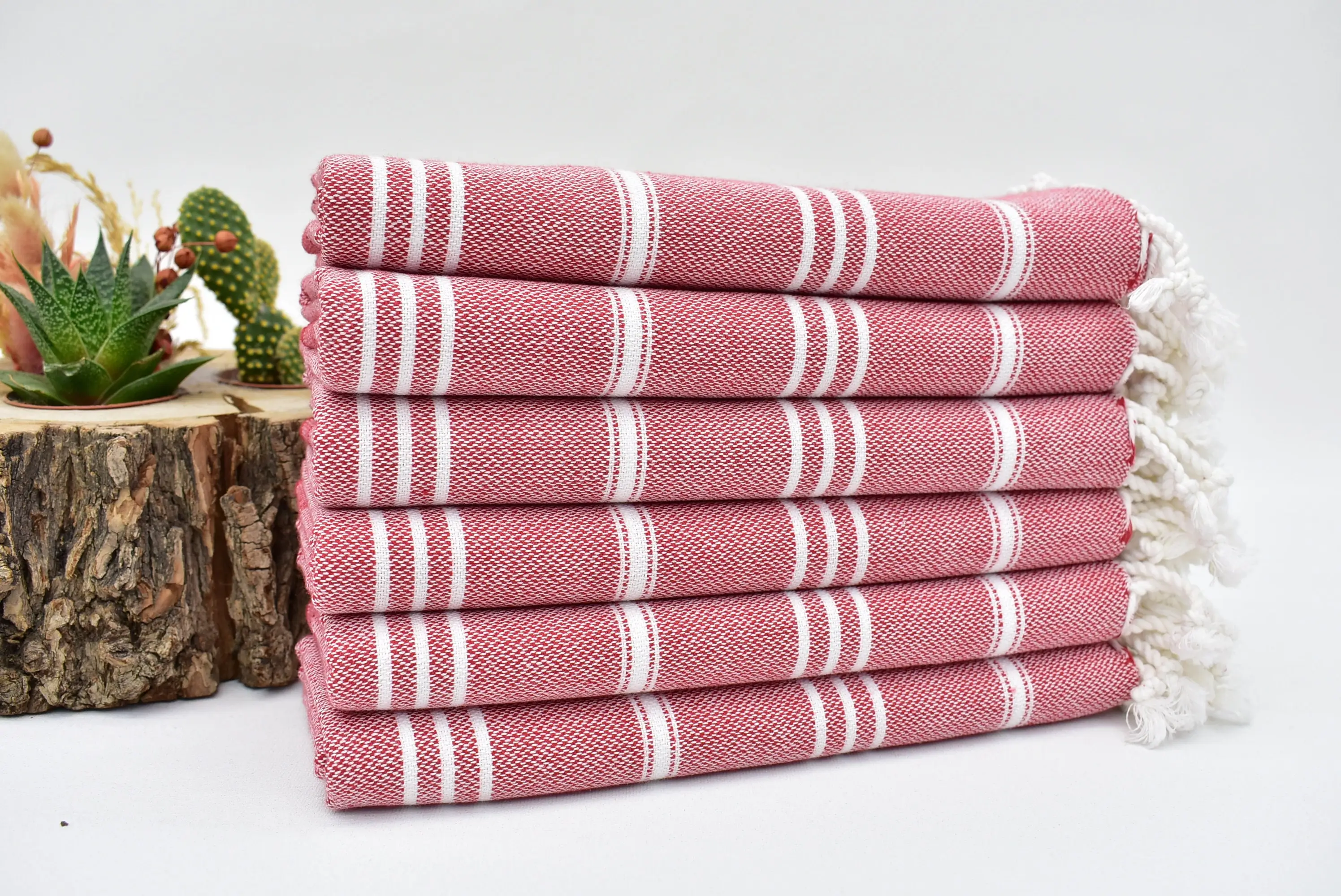 Turkish Hand Towel Red Striped, Personalized Dish Towel, 40x24 Inches - 1