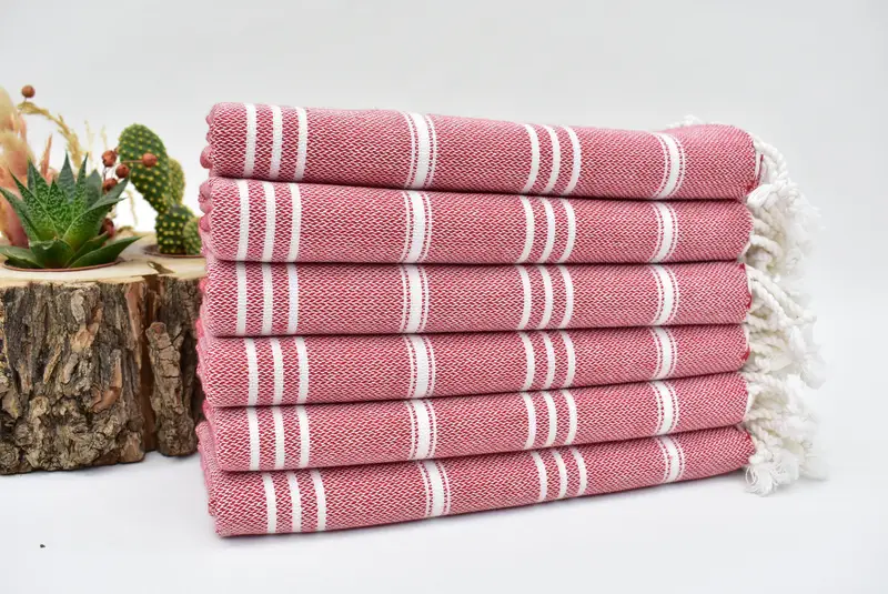 Turkish Hand Towel Red Striped, Personalized Dish Towel, 40x24 Inches