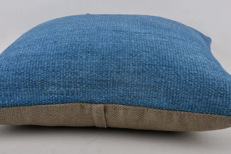 Vintage Kilim Pillow, Throw Kilim Pillow, Accent Throw Pillow Cover, 24x24 Blue Cushion, Antique Pillows, Cushion Case, Rustic Pillow Case - 5