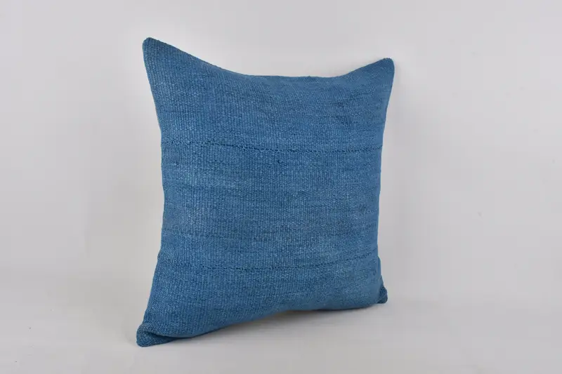 Vintage Kilim Pillow, Throw Kilim Pillow, Accent Throw Pillow Cover, 24x24 Blue Cushion, Antique Pillows, Cushion Case, Rustic Pillow Case - 2
