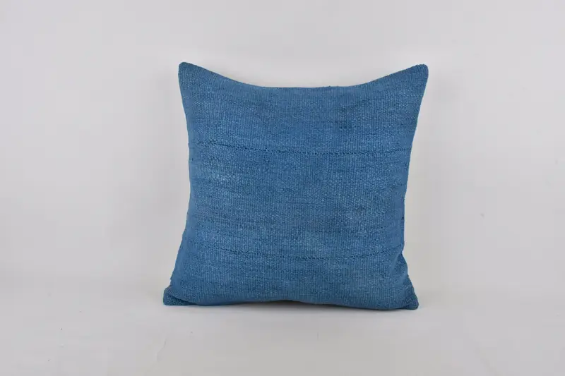 Vintage Kilim Pillow, Throw Kilim Pillow, Accent Throw Pillow Cover, 24x24 Blue Cushion, Antique Pillows, Cushion Case, Rustic Pillow Case - 1