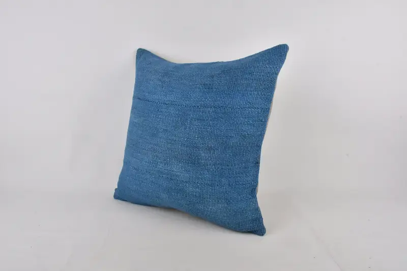 Vintage Kilim Pillow, Throw Kilim Pillow, Accent Throw Pillow Cover, 24x24 Blue Cushion, Antique Pillows, Cushion Case, Rustic Pillow Case - 3
