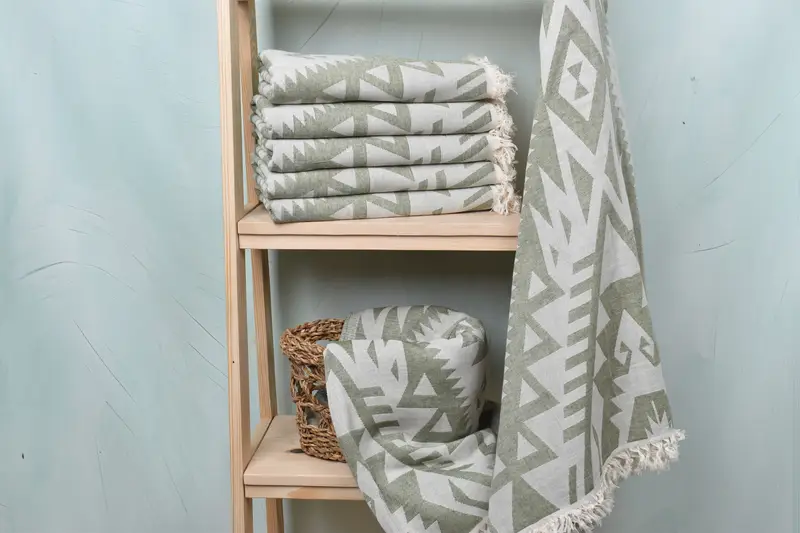76x40 Cotton Geometric Towel, Turkish towel, Handmade Gift, Peshtemal Towel, Fouta towel, Beach Towel Bulk, Personalized Turkish Beach Towel - 4