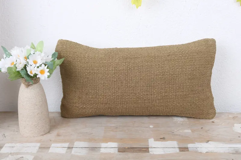 Bohemian Cushion Pillow Case, Interior Designer Pillow, Colorful Cushion, Cushion Case, 8x16 Brown Pillow Case, Kilim Cushion Sham, Vintage Pillow - 2