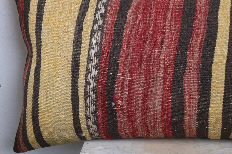 Vintage Throw Cushion, Vintage Kilim Pillow, 16x48 Red Cushion Cover, Ethnical Kilim Rug Pillow, Ikat Pillow Sham, Cushion, Kilim Pillow - 3