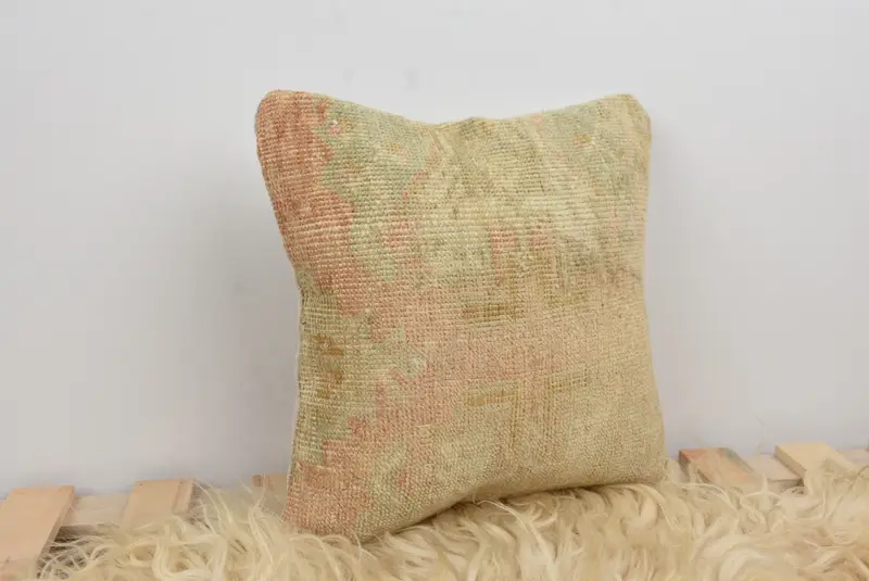 Sofa Pillow Cover, Pillow Sham, Home Decor Pillow, Muted Cushion Cover, 12x12 Beige Cushion, Ethnical Kilim Rug Pillow, Boho Pillow Sham Cover - 9