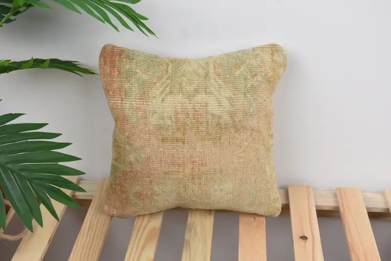 Sofa Pillow Cover, Pillow Sham, Home Decor Pillow, Muted Cushion Cover, 12x12 Beige Cushion, Ethnical Kilim Rug Pillow, Boho Pillow Sham Cover - 1