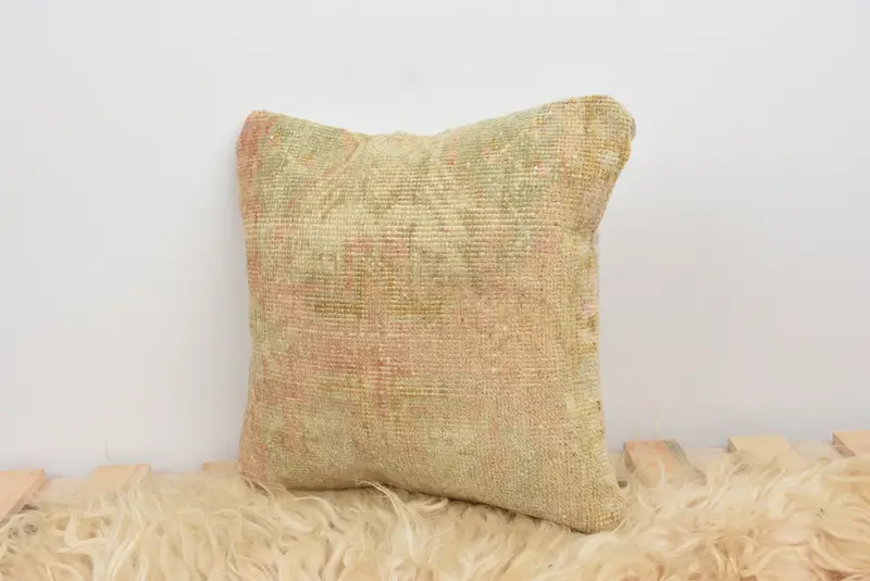 Sofa Pillow Cover, Pillow Sham, Home Decor Pillow, Muted Cushion Cover, 12x12 Beige Cushion, Ethnical Kilim Rug Pillow, Boho Pillow Sham Cover - 8