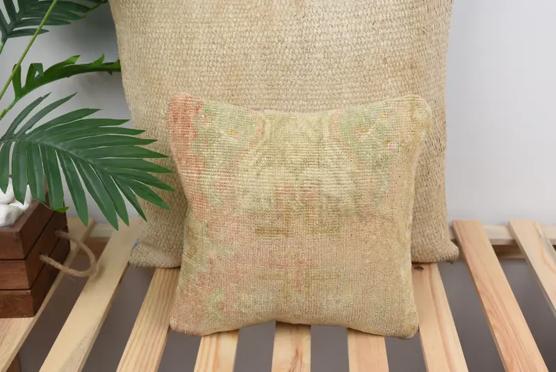 Sofa Pillow Cover, Pillow Sham, Home Decor Pillow, Muted Cushion Cover, 12x12 Beige Cushion, Ethnical Kilim Rug Pillow, Boho Pillow Sham Cover - 2