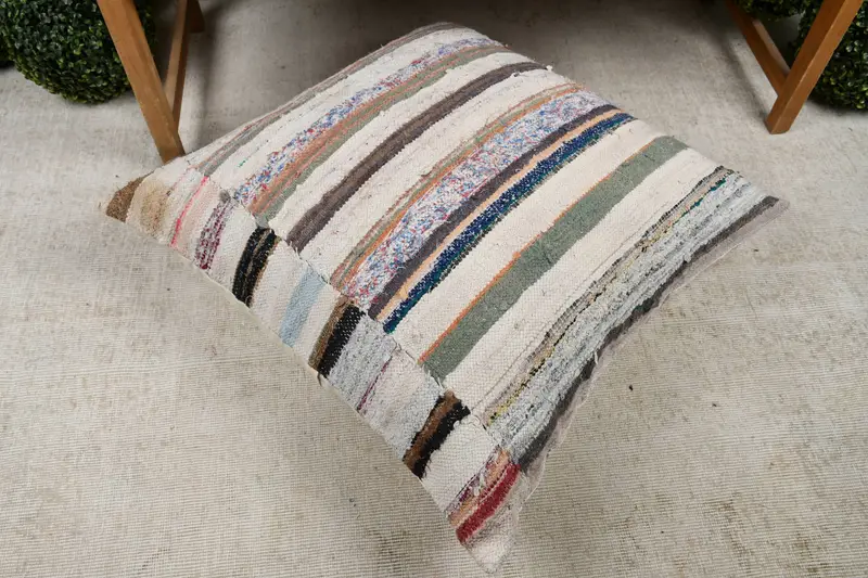 Boho Pillow, Kilim Pillow Cover, 32x32 White Pillow, Morroccon Kilim Cushion Pillow Case, Cushion, Kilim Cushion Sham, Vintage Pillow - 8
