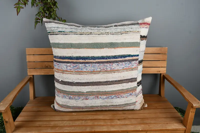 Boho Pillow, Kilim Pillow Cover, 32x32 White Pillow, Morroccon Kilim Cushion Pillow Case, Cushion, Kilim Cushion Sham, Vintage Pillow - 6