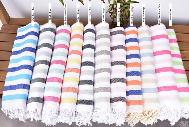 Handmade Gift, 70x40 Cotton Striped Towel, Soft towel, Family Gift, Bachelorette Party Gifts For Bride, Bachelor Gifts, Friends Beach Towel - 2