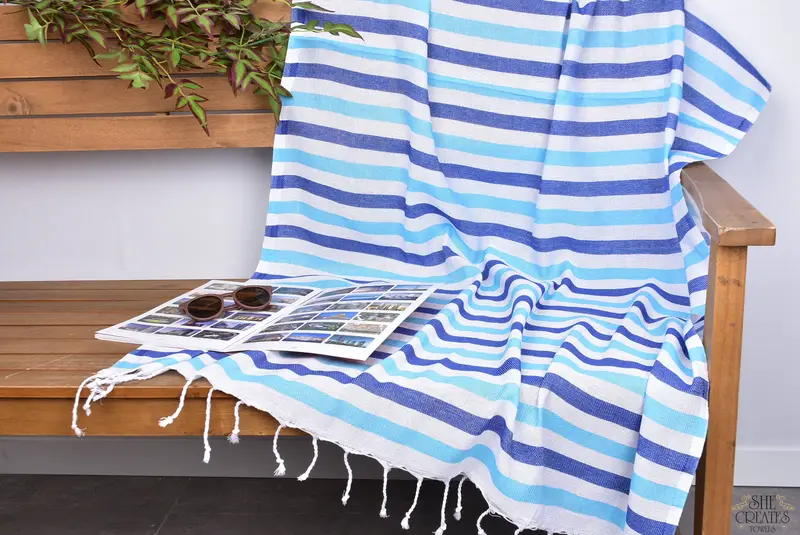 Handmade Gift, 70x40 Cotton Striped Towel, Soft towel, Family Gift, Bachelorette Party Gifts For Bride, Bachelor Gifts, Friends Beach Towel - 3