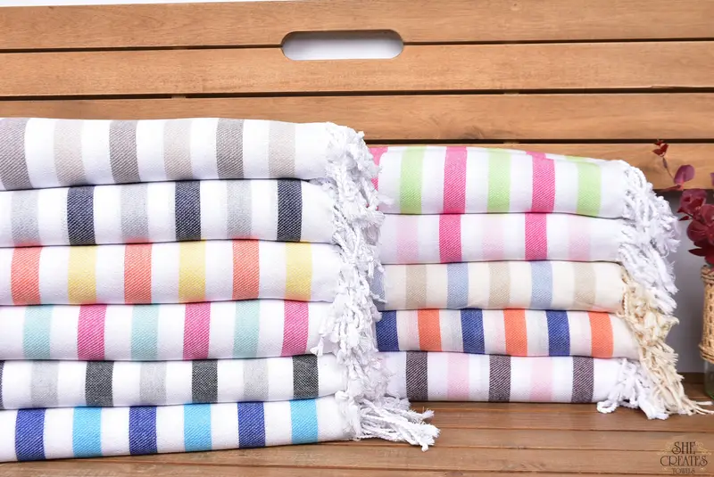 Handmade Gift, 70x40 Cotton Striped Towel, Soft towel, Family Gift, Bachelorette Party Gifts For Bride, Bachelor Gifts, Friends Beach Towel - 1