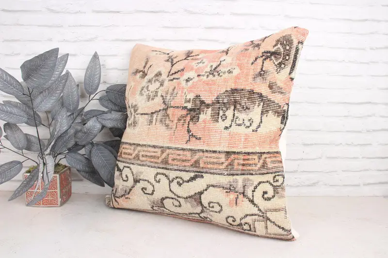 Home Decor Pillow, Cushion Case, Throw Kilim Pillow, Yoga Pillow Case, 24x24 Orange Cushion, Bright Cushion Case, Kilim Pillow Cover - 4