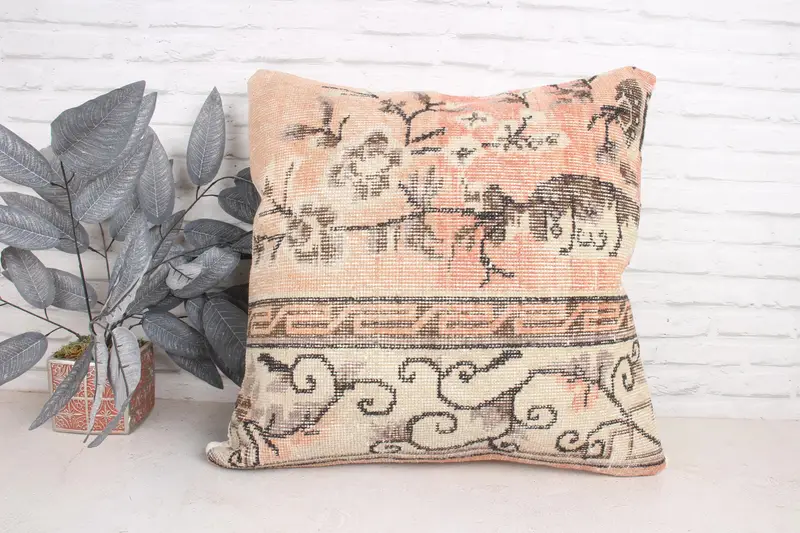 Home Decor Pillow, Cushion Case, Throw Kilim Pillow, Yoga Pillow Case, 24x24 Orange Cushion, Bright Cushion Case, Kilim Pillow Cover - 1