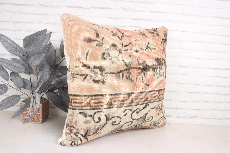 Home Decor Pillow, Cushion Case, Throw Kilim Pillow, Yoga Pillow Case, 24x24 Orange Cushion, Bright Cushion Case, Kilim Pillow Cover - 3