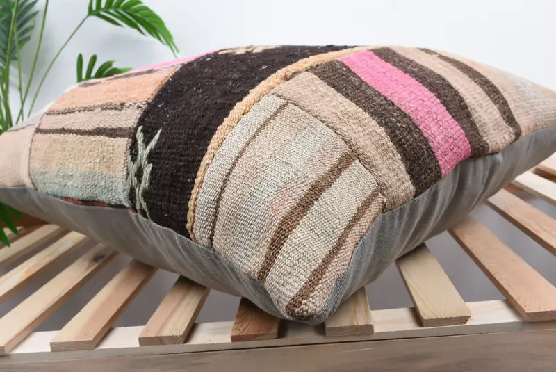 28x28 Yellow Cushion Case, Tribal Pillow Sham, Indoor Cushion Case, Boho Pillow, Vintage Pillow, Pillow, Handmade Kilim Cushion - 6
