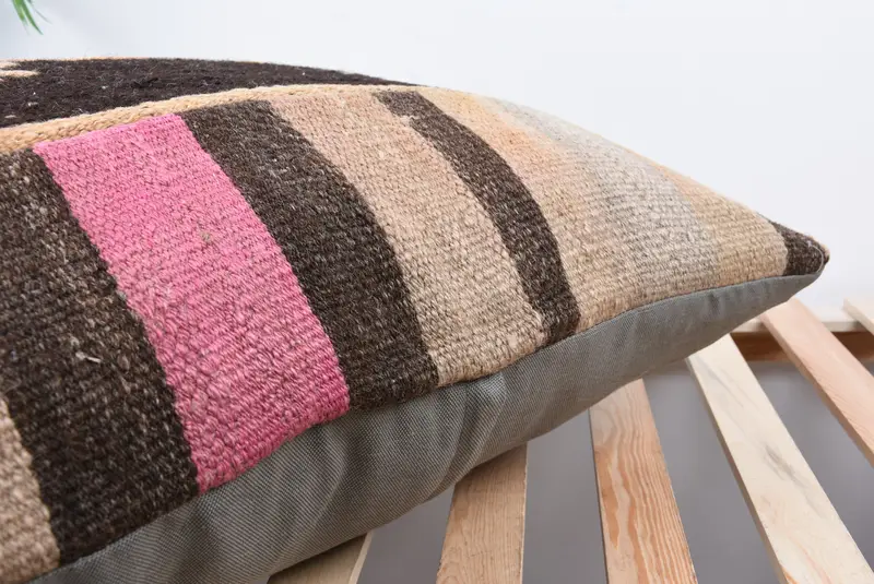 28x28 Yellow Cushion Case, Tribal Pillow Sham, Indoor Cushion Case, Boho Pillow, Vintage Pillow, Pillow, Handmade Kilim Cushion - 7