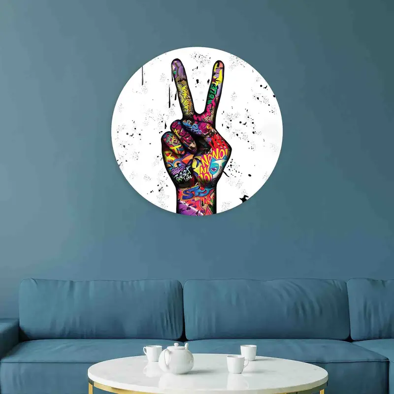 カラフルなトレンディなキャンバス: 抽象的なピースフィンガーグラフィティアート