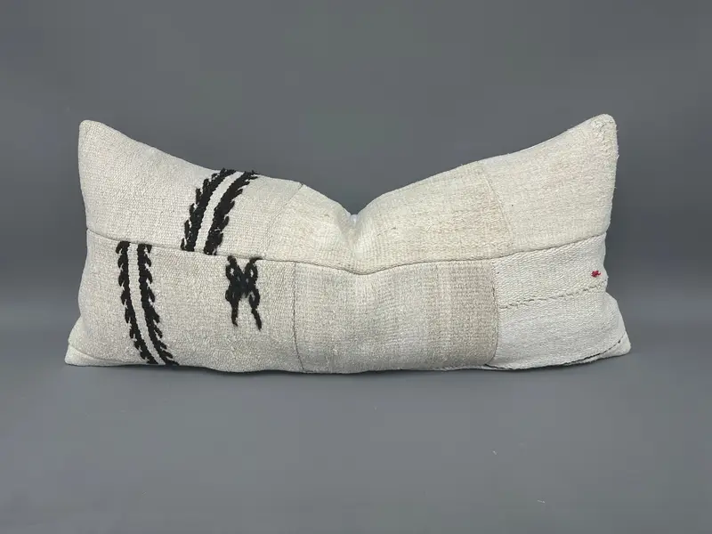 Decorative Throw Pillow Sham, Toss Pillow Case, Pillow, Boho Pillow Sham Cover, 16x36 Beige Cushion Case, Kilim Cushion Sham, Handmade Kilim Cushion - 1