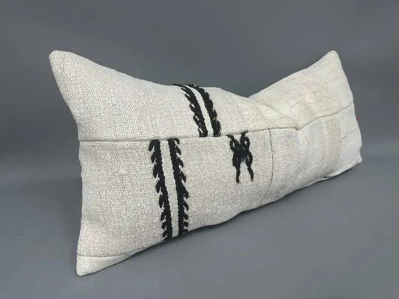 Decorative Throw Pillow Sham, Toss Pillow Case, Pillow, Boho Pillow Sham Cover, 16x36 Beige Cushion Case, Kilim Cushion Sham, Handmade Kilim Cushion - 2