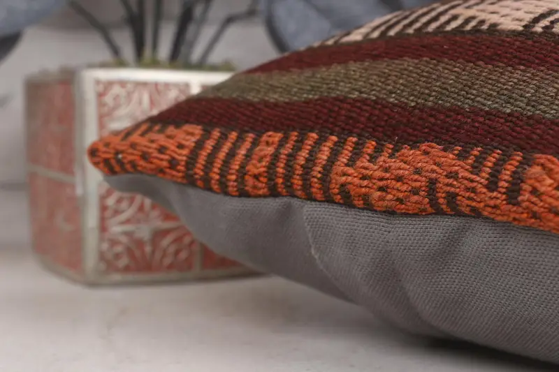 Garden Pillow Case, Farmhouse Cushion Cover, Kilim Pillow Cover, Pillow, 12x12 Red Cushion Case, Interior Designer Pillow, Vintage Pillow - 7