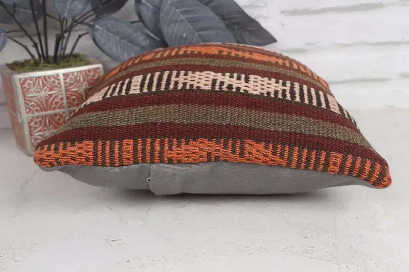 Garden Pillow Case, Farmhouse Cushion Cover, Kilim Pillow Cover, Pillow, 12x12 Red Cushion Case, Interior Designer Pillow, Vintage Pillow - 5