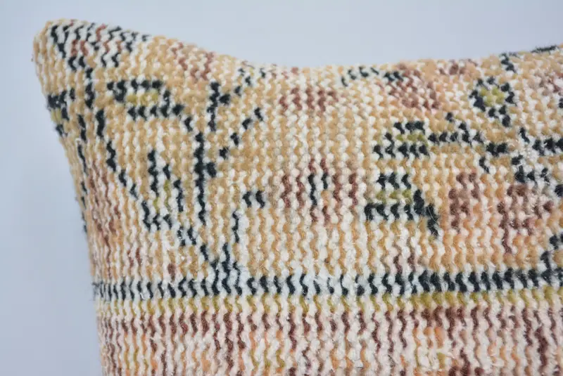 14x14 Beige Cushion Cover, Pillow Sham, Pillow for Couch, Vintage Kilim Throw Pillow, Art Deco Pillow Sham, Antique Pillows, Knitted Cushion Case - 2