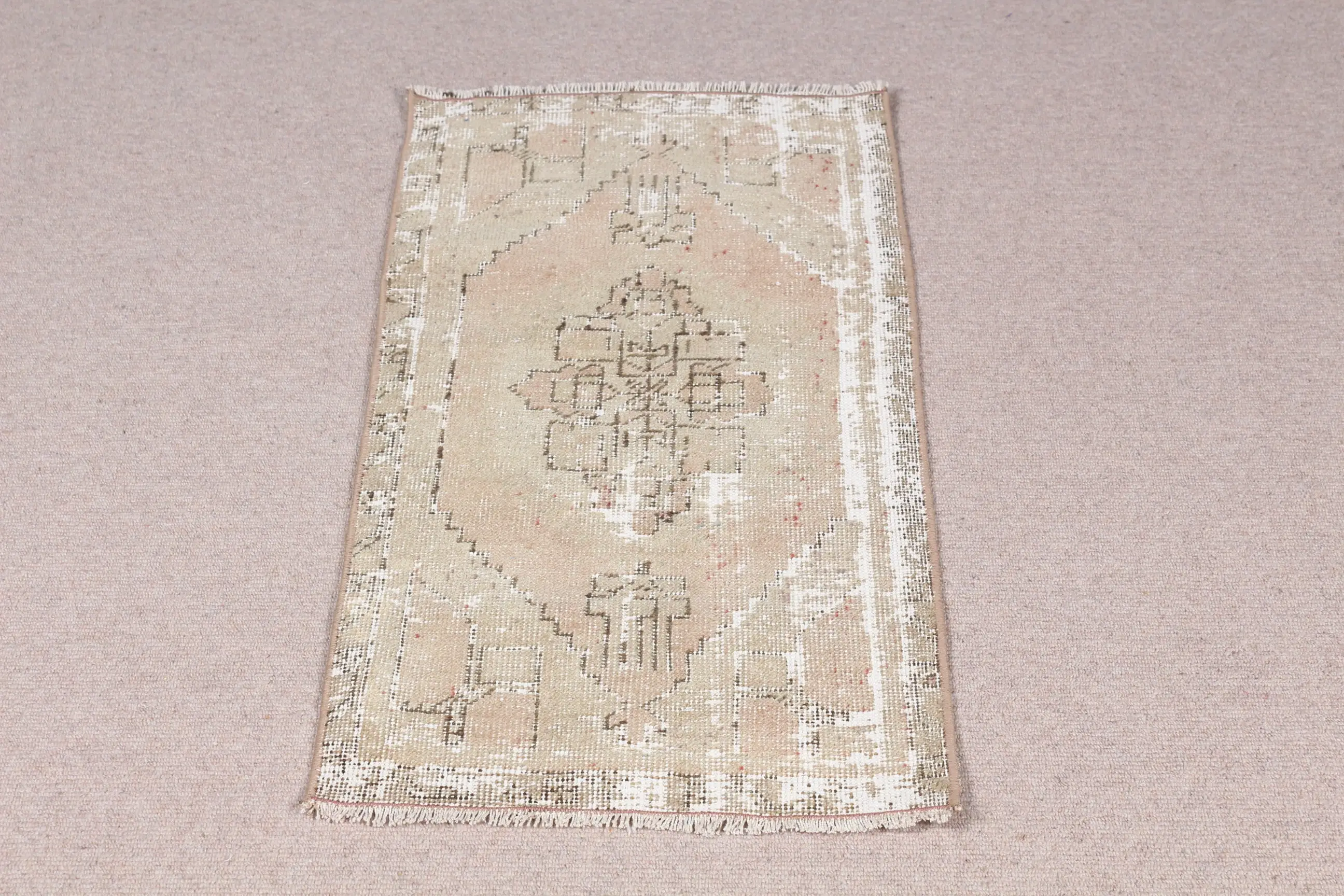 Turkish Rug, 1.6x3.1 ft Small Rug, Brown Wool Vintage Rug - 1
