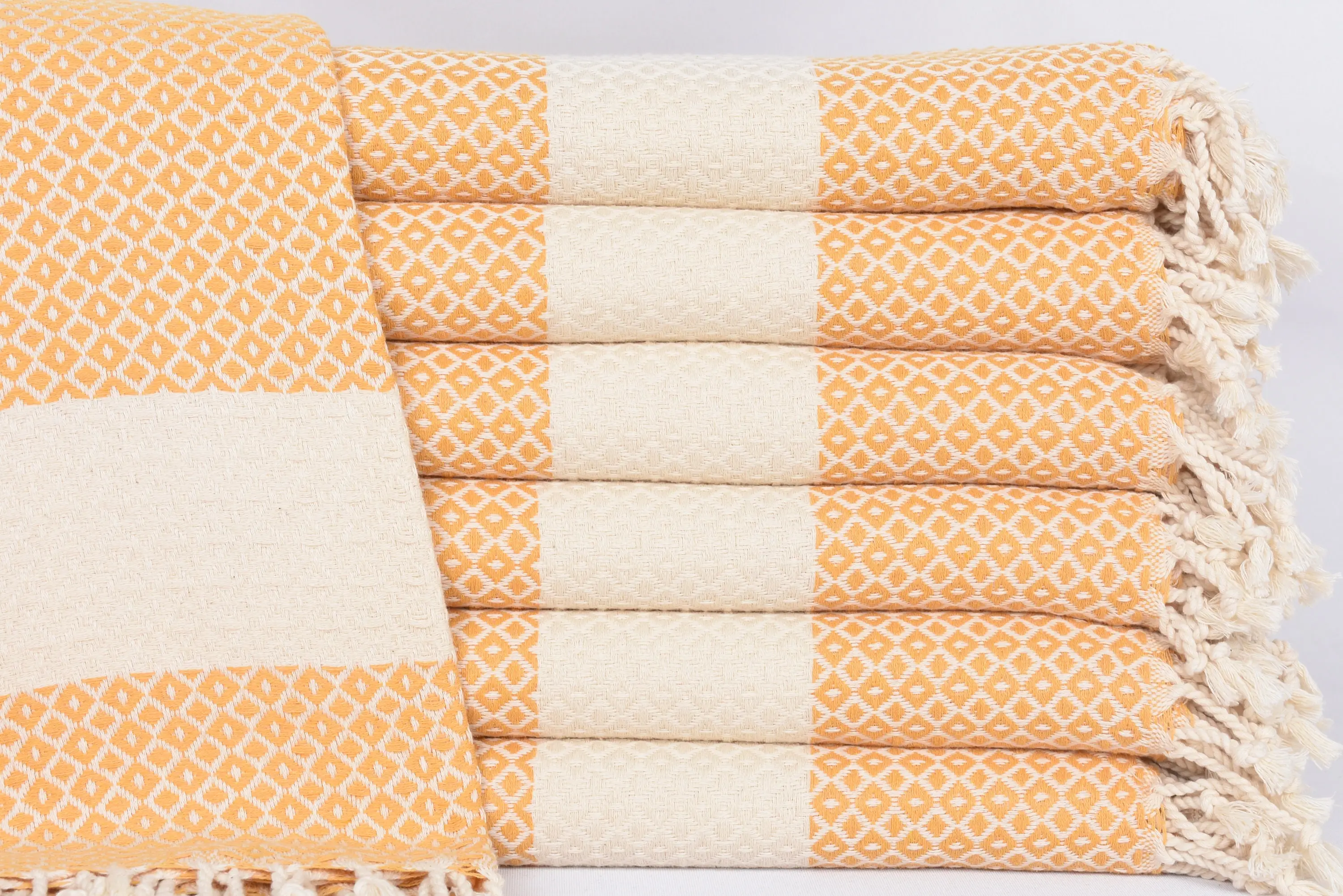 Custom Personalized Mustard Geometric Turkish Beach Towel, 70x40 Inches - 1