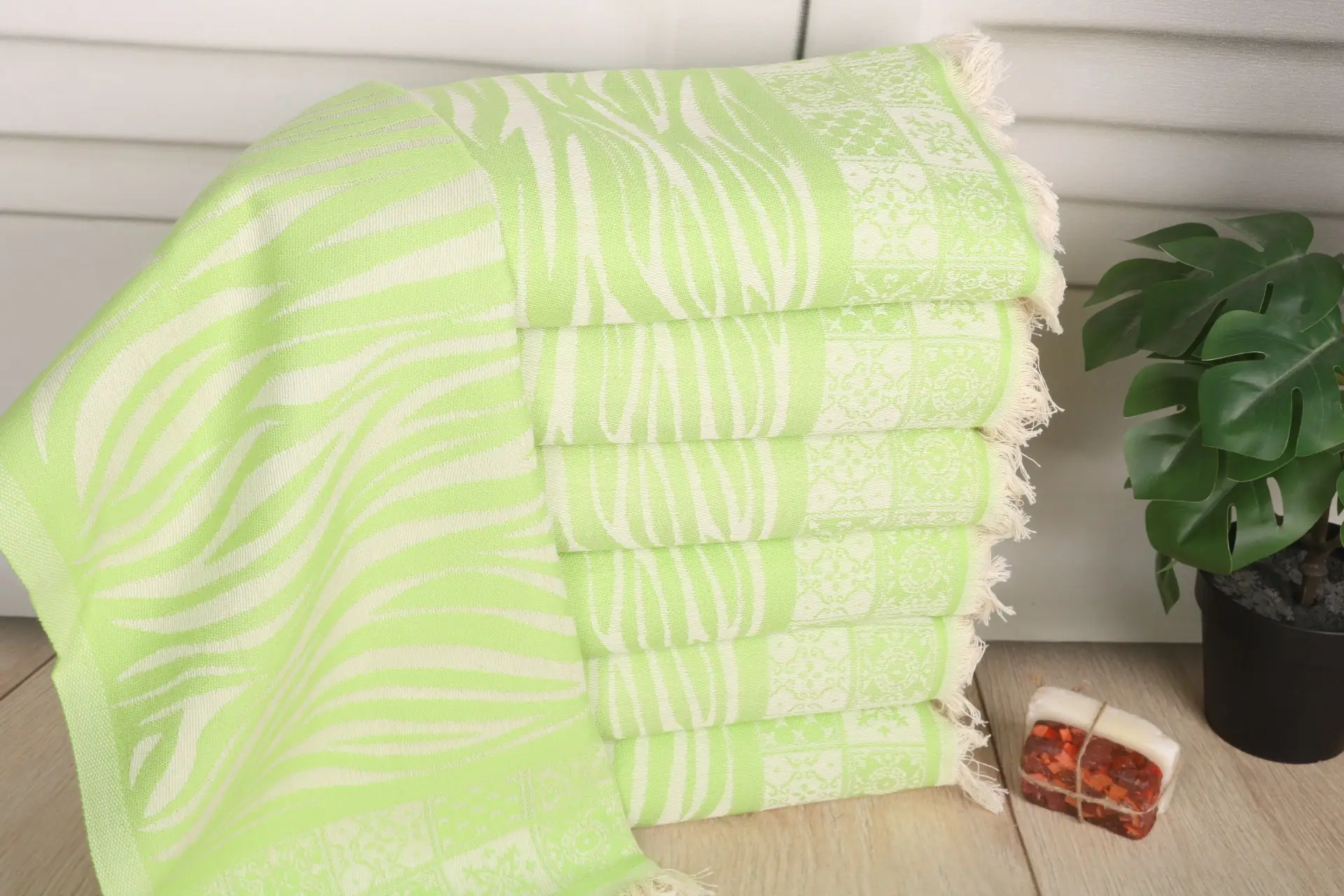 Wedding Favors Green Cotton Dish Towel 20x28 Inches - 1