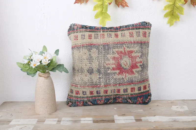 Pillow Sham, 12x12 Green Pillow, Pillow for Couch, Gift Pillow, Garden Cushion Case, Muted Cushion, Kilim Pillow, Wholesale Cushion Cover - 2