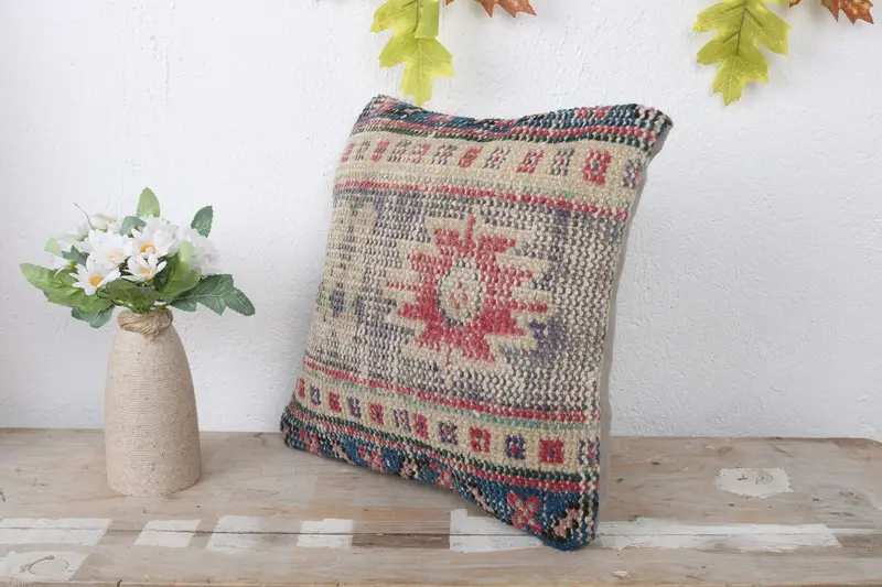 Pillow Sham, 12x12 Green Pillow, Pillow for Couch, Gift Pillow, Garden Cushion Case, Muted Cushion, Kilim Pillow, Wholesale Cushion Cover - 4