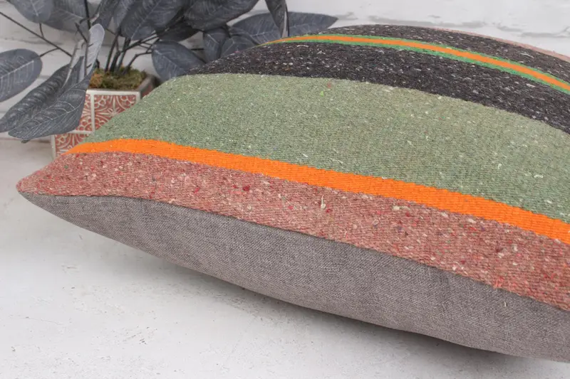 20x20 Brown Cushion Case, Pillow Sham, Boho Pillow Sham Cover, Turkish Pillow, Handmade Rug Seat Pillow, Kilim Pillow, Lounge Throw Cushion - 7