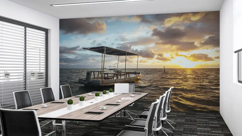 Paper Wall Art, Custom Wall Paper, , Nature Wall Decor, Wall Paper Peel and Stick, Boat Wall Paper, Landscape Wall Art, Seascape Wall Art, - 3