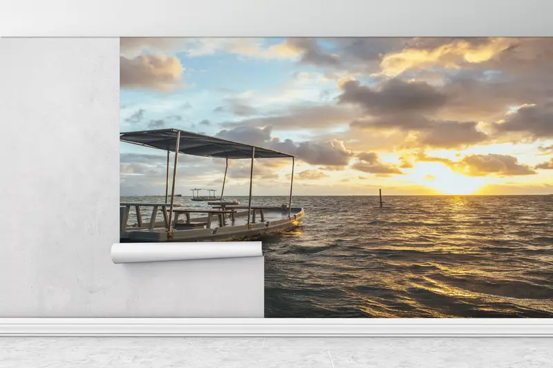Paper Wall Art, Custom Wall Paper, , Nature Wall Decor, Wall Paper Peel and Stick, Boat Wall Paper, Landscape Wall Art, Seascape Wall Art, - 2
