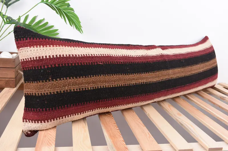 Kilim Pillow Cover, 12x43 Red Cushion, Pillow Sham, Garden Pillow Case, Interior Designer Pillow, Vintage Kilim Throw Pillow, Sofa Pillow Case - 4
