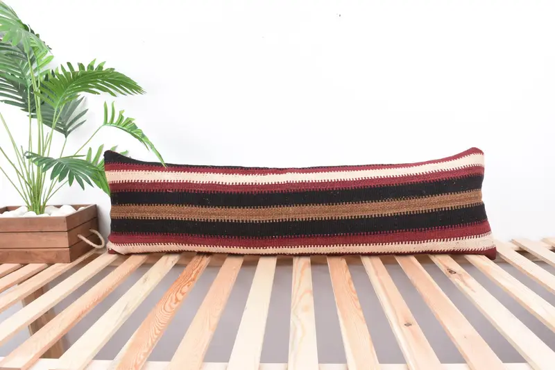 Kilim Pillow Cover, 12x43 Red Cushion, Pillow Sham, Garden Pillow Case, Interior Designer Pillow, Vintage Kilim Throw Pillow, Sofa Pillow Case - 1