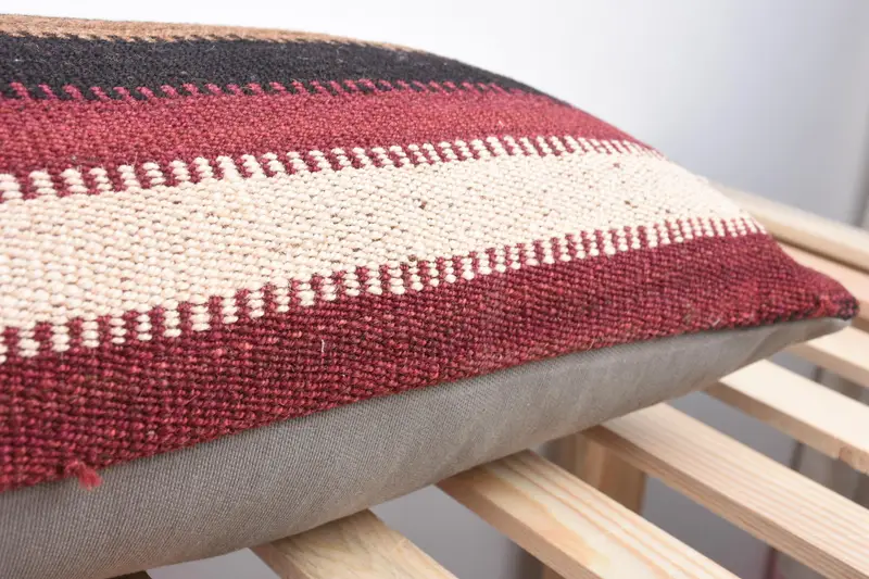 Kilim Pillow Cover, 12x43 Red Cushion, Pillow Sham, Garden Pillow Case, Interior Designer Pillow, Vintage Kilim Throw Pillow, Sofa Pillow Case - 7