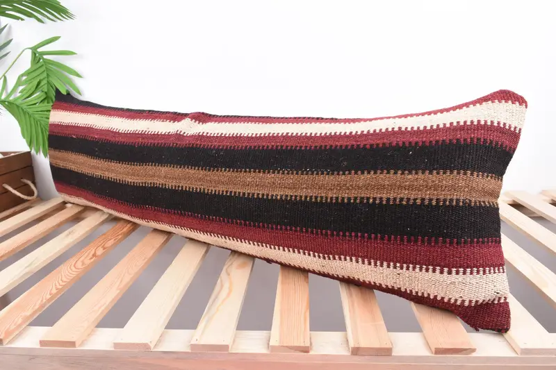 Kilim Pillow Cover, 12x43 Red Cushion, Pillow Sham, Garden Pillow Case, Interior Designer Pillow, Vintage Kilim Throw Pillow, Sofa Pillow Case - 5